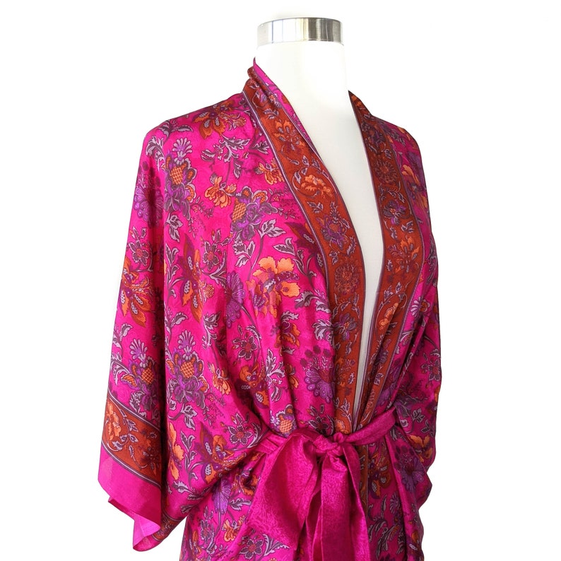 Hot Pink Romantic Kimono Robe Long Bell Sleeves Batwing - Etsy