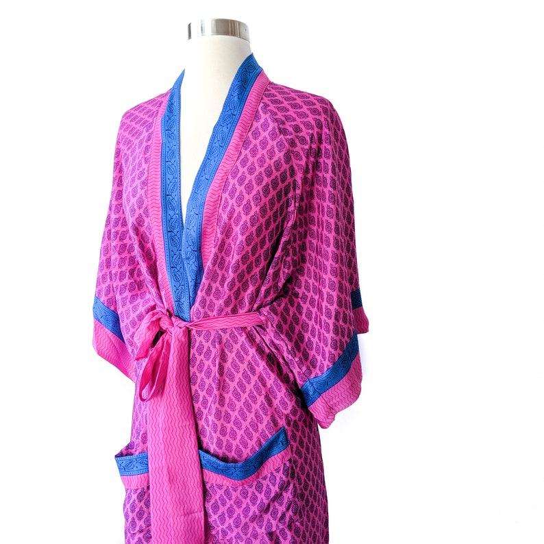 Neon Robe Modern Robe Bright Colorful Robe Hot Pink Kimono Etsy