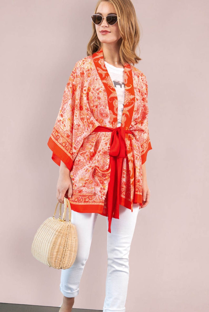 Neon Robe Modern Robe Bright Colorful Robe Hot Pink Kimono Etsy