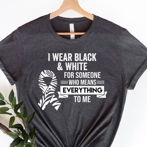 Zebra Stripe Rare Cancer Ribbon Shirt, I  Wear Black & White For Someone Who Means Everything To Me, Cancer Survivor Shirt, Cancer Warrior