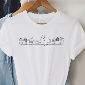 Plants and Cats Shirt, Plant Shirt, Cactus Shirt, Garden Gifts, Plant lover, Gardener Shirt, Shirts for Cat Lover, plant lover gift, Unisex