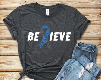 Diabetes Bewusstsein Shirt: Believe Blue Ribbon T-Shirt