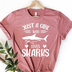 Funny Shark Shirt, Just A Girl Who Loves Sharks, Shark Shirt for Gift, Shark Shirts, Sharks Lover Shirt, Animal Shirt