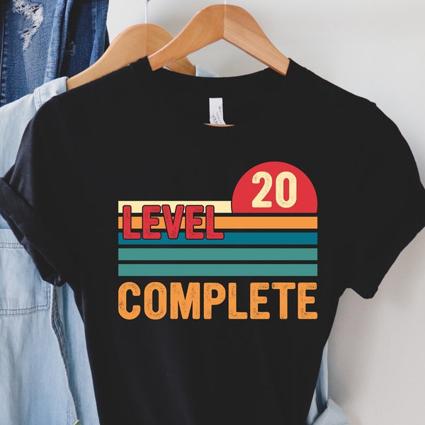 20th Anniversary Gifts for Him and Her, Level 20 Complete, 20 Years Wedding Anniversary Shirt for Husband and Wife, 20th Wedding Anniversary