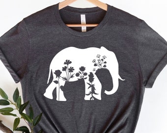 Floral Elephant T-Shirt: Animal Lover Gift