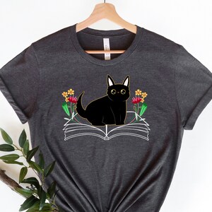 Cute Book Cat Shirt,Cat Book Shirt, Funny Book Lover T-shirt, Cat lover shirt,Reader Bookish Shirt, Floral book art Shirt, Book Nerd Shirt