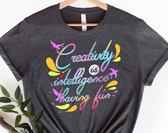 Camiseta "Amo el Arte", "Artista", "Creatividad", "Amante del Arte", "La Creatividad es Inteligencia Divertida", "Profesor de Arte", "Regalo para Artistas"