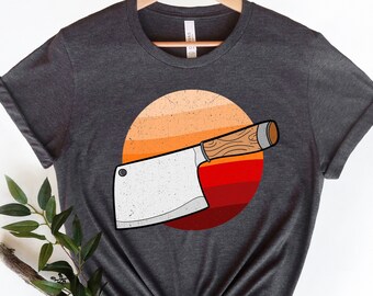 Retro Meat Cleaver T-Shirt: Vintage Chef Gift