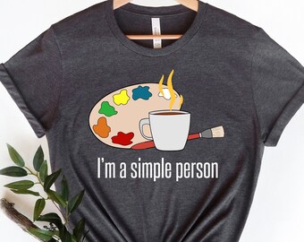 Camiseta "Amo el arte", Regalo para profesor de arte, Camiseta con paleta de pintor
