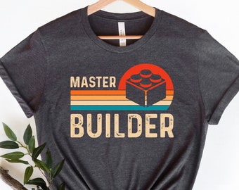 Master Bauarbeiter Shirt: Retro Bausteine Grafik T-Shirt