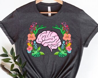 Floral Brain Mental Health Awareness Shirt - uniseks T-shirt