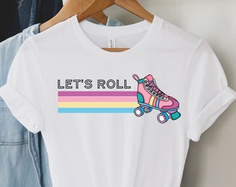 Retro Roller Skate T-Shirt: Dancing Skeletons Graphic Tee