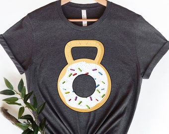 Funny Gym Shirt, Kettlebell Donut Shirt, Workout Tank, Gift, Womens Workout Shirt, Fitness Shirt, Workout Tee, Exercise Shirt, Lifting Shirt
