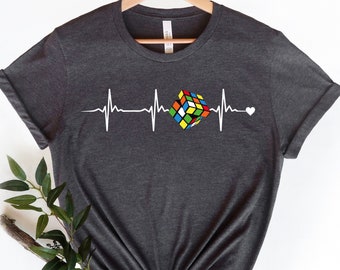 Rubik Cube Shirt, Rubiks Cube Herzschlag Shirt, Wie löst man einen Würfel Shirt, Rubik Cube Wettbewerb Shirt, Zauberwürfel Solver, Puzzle Shirt
