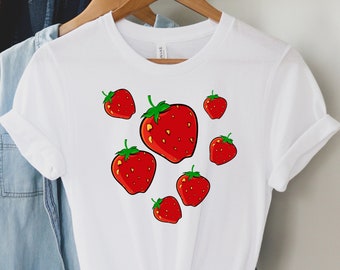 T-shirt graphique fraise : chemise fruit gourmande