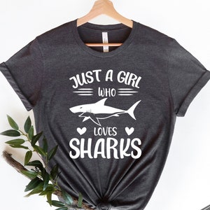Funny Shark Shirt, Just A Girl Who Loves Sharks, Shark Shirt for Gift, Shark Shirts, Sharks Lover Shirt, Animal Shirt
