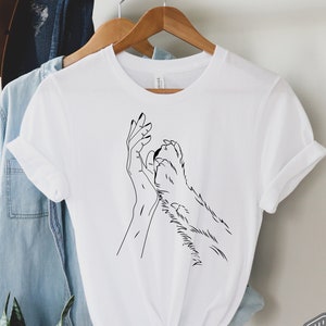 Paw and Human Hand Shirt, Dog Paw Animal Lover Shirt, Gift For Dog Lover, Pet Lover Owner Gifts, High Five Shirt, Dog Shirt, Dog Lover Shirt