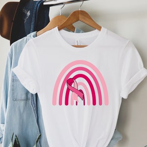 Pink Ribbon Rainbow Shirt - Breast Cancer Awareness