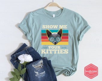 Retro 'Show Me Your Kitties' Katzen-Shirt - Unisex-T-Shirt