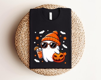 Koszulka z duchem na Halloween, słodka koszulka z duchem, damska koszulka na Halloween, słodka koszulka jesienna, koszulka na straszny sezon, prezent na Halloween