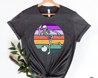 スケルトンボウリングTシャツ：面白いストライクTシャツ、ユニセックス