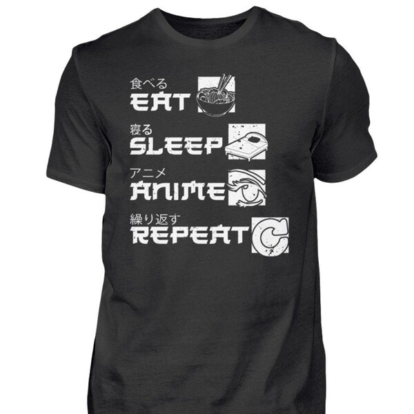 Eat Sleep Anime Repeat | Japanisch Kawaii Otaku | Herren Shirt