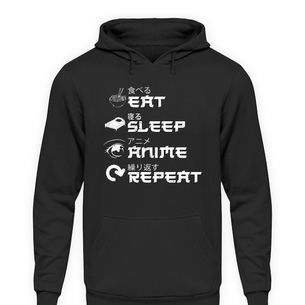 Eat Sleep Anime Repeat | Japanisch Kawaii Otaku | Unisex Kapuzenpullover Hoodie