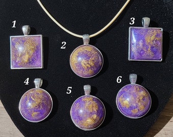 Amaythest Inspired resin pendants affordable wearable art handmade jewelry