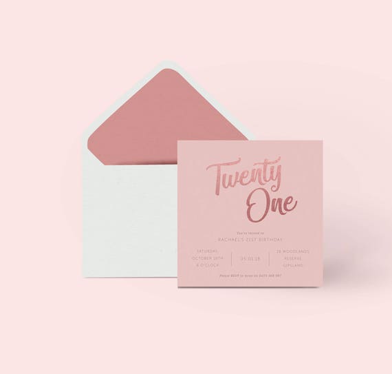 21st rose gold birthday invitation pink birthday invite formal birthday rose gold 21st rose gold invite 21st birthday invite formal birthday invitation