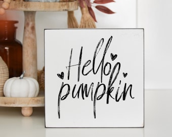 Landhaus Herbstdeko Schild | Hello pumpkin | Miniblock