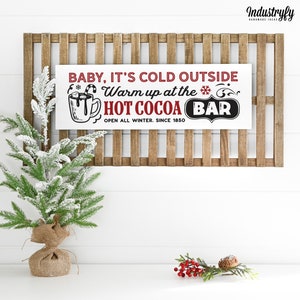 Landhaus Winter Deko Schild Vintage | Hot cocoa bar | Board