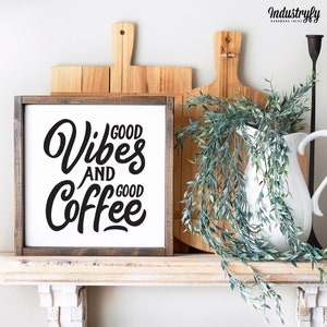 Country-style kitchen decor sign | Good vibes and good coffee image 2