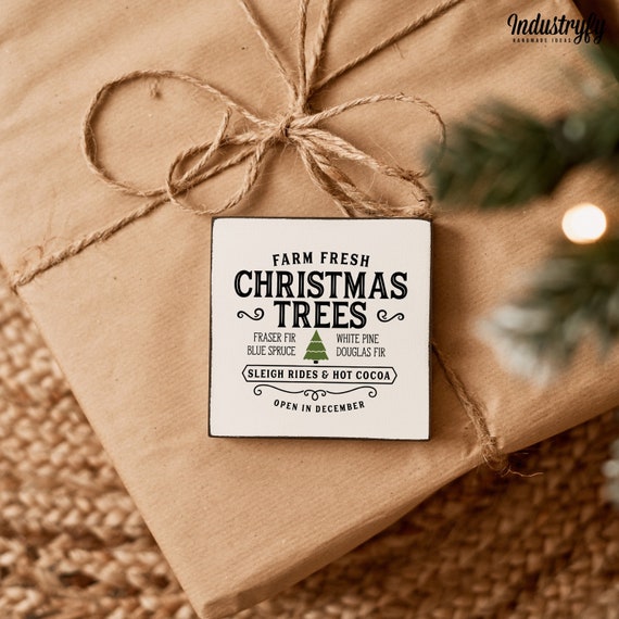 Farmhouse Deko Schild Weihnachten | Farm fresh Christmas Trees | Miniblock