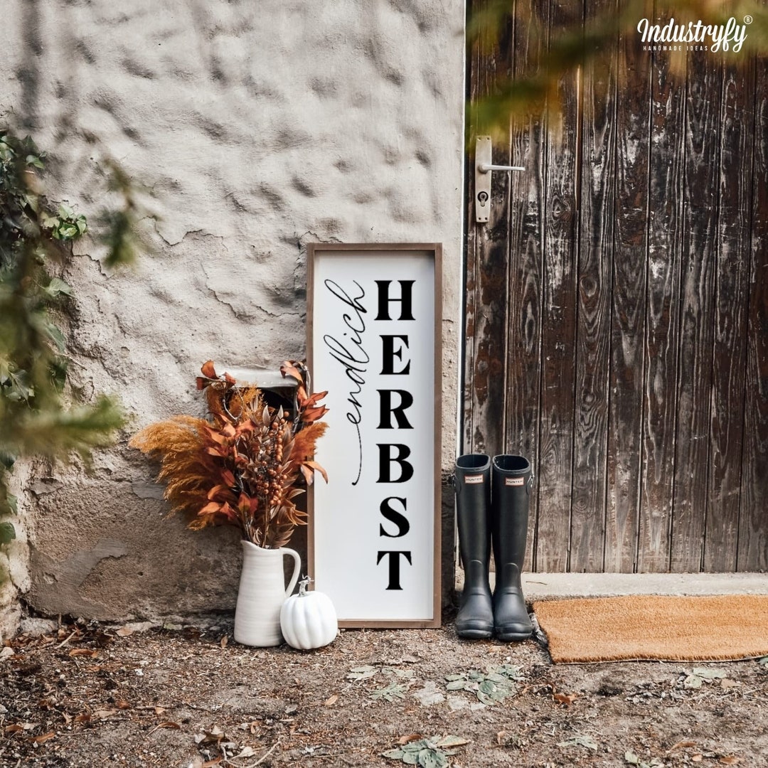 Herbst Holz Tisch Schild Mit Ahorn Design - Rustikale Deko Für Zuhause