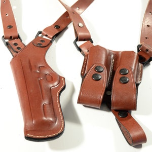 Armadillo Holsters Tan Leather Vertical Shoulder Holster for Glock 19