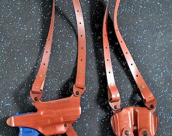 New Armadillo Holsters Tan Leather Horizontal Shoulder Holster for Sig P365/P365X with MOS (Red Dot)