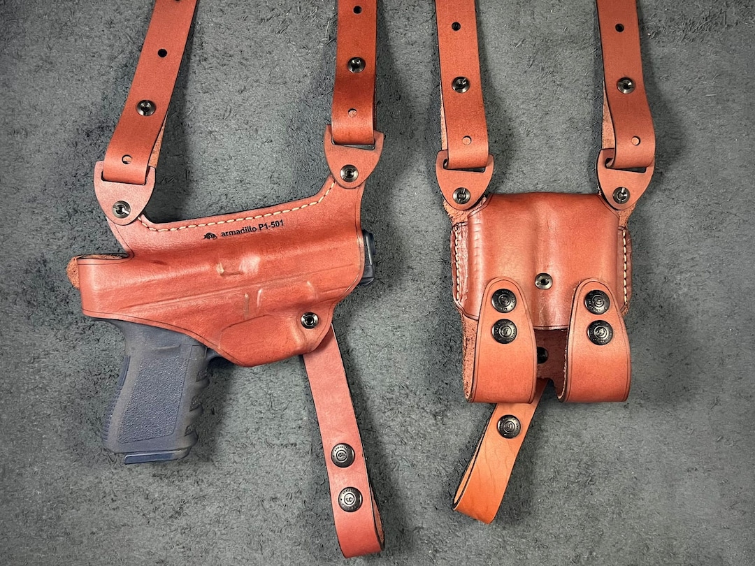 New Armadillo Holsters Tan Leather Horizontal Shoulder Holster for