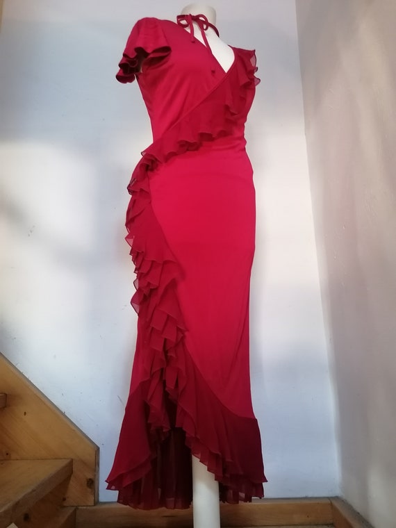 Emanuel Ungaro Vintage Red Silk Evening Dress - F… - image 1