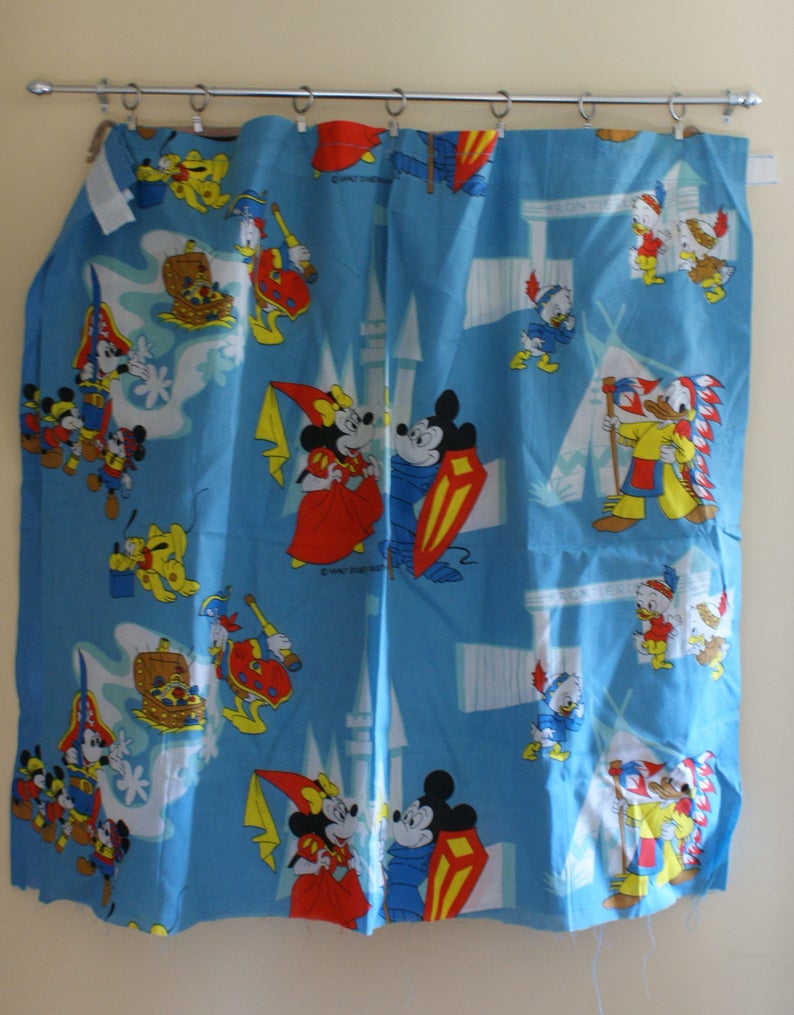Two Vintage Disney Character Curtain Panels Etsy