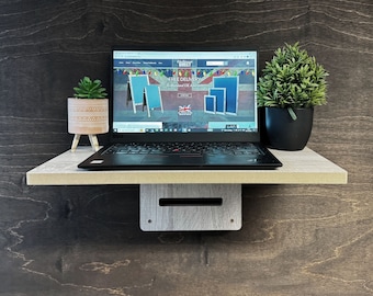 Wall Mounted Zen Desk Standing Desk Home office Stand Up Laptop and Keyboard Shelf Adjustable (WZEN-CAL) (EM)