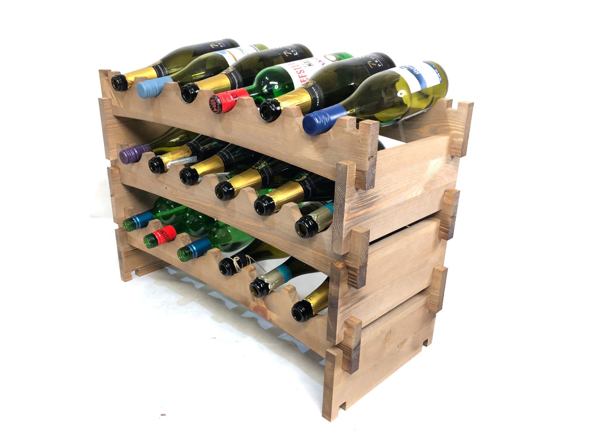 Large Freestanding Rustic Wooden Wine Rack to Hold 18 Bottles Etsy UK