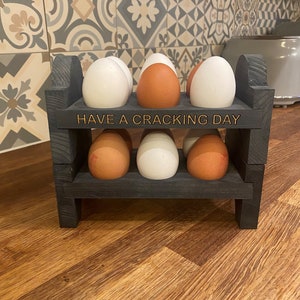 Wood Egg Holder Countertop Egg Tray. Farmhouse Wooden Decor