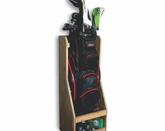 Single Golf Bag Display Wooden Storage Organiser