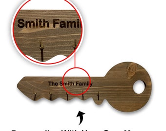 Personalised Key Holder ENGRAVED Message/Family Name - Wall Mounted Organised Key Rack House Warming Gift (KEY) (PK1)