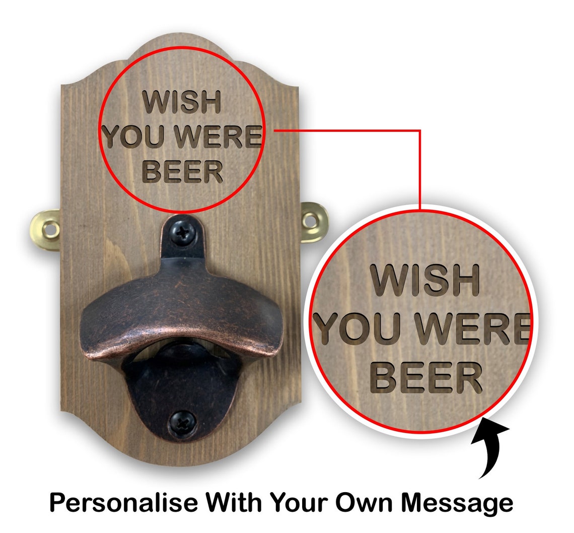 Wall Mounted Personalised Beer Bottle Opener Great Gift Home Etsy