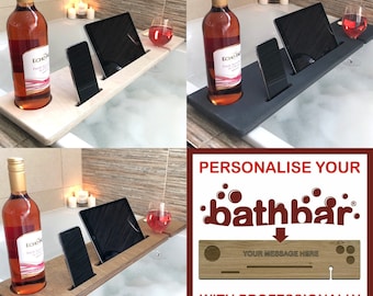 Add a personalised engraved message!!! - Wooden Bath Caddy Bath Tray Bath Bar Bath Bar Phone Tablet Wine Glass Holder Gift (BB)