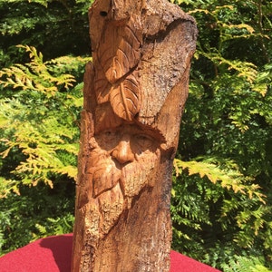 Woodspirit, hand carved, cottonwood bark, handmade wood wall carving