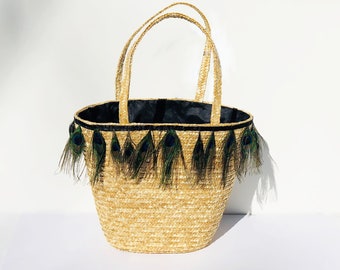 Peacock Straw Tote