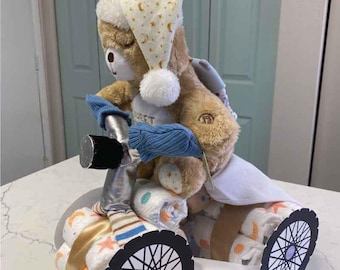 Motorcycle Diaper Cake Kit | Printable Wheel Templates & Assembly Guide | Baby Shower Centerpiece PDF