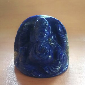 Natural Lapis-Lazuli Ganesha Statue | Handmade Elephant Ganesh Figure | Indian Art Ganesha For Gift | Meditation Stone Ganesha For Prayer